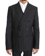 Dolce & Gabbana Elegant Gray Double Breasted Wool Silk Men's Suit