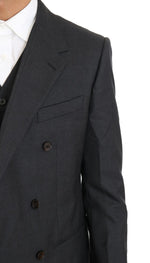 Dolce & Gabbana Elegant Gray Double Breasted Wool Silk Men's Suit