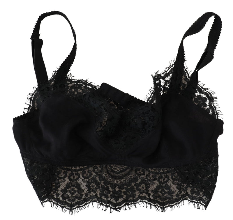 Dolce & Gabbana Black Floral Lace Stretch Bralette Women's Underwear