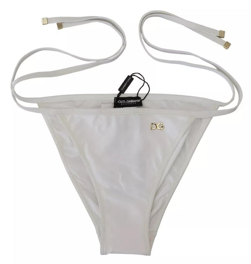 Dolce & Gabbana White DG Logo Beachwear Swimwear Bikini Women's Bottom