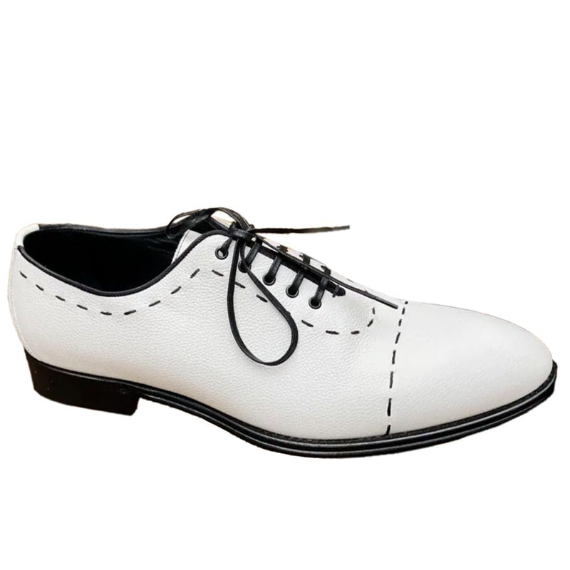 Dolce & Gabbana White Leather Di Calfskin Men's Formal