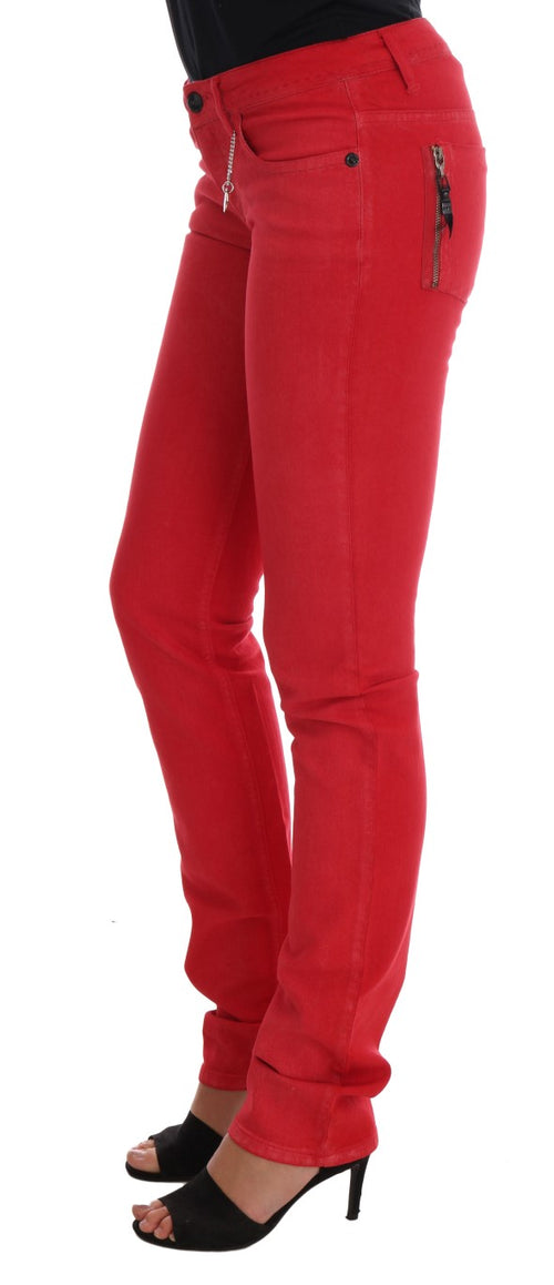 Costume National Radiant Red Super Slim Designer Women's Jeans