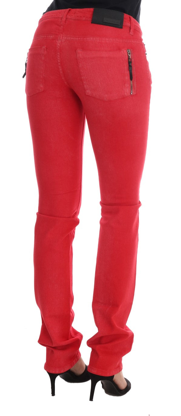 Costume National Radiant Red Super Slim Designer Women's Jeans