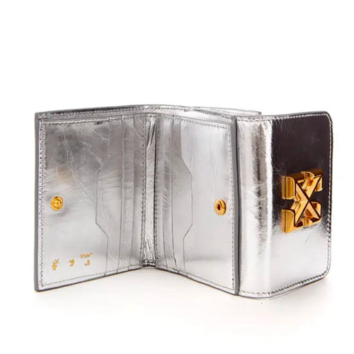 Off-White Silver Leather Women Women's Wallet