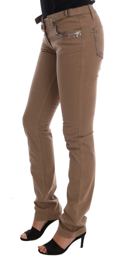 Costume National Beige Super Slim Fit Designer Women's Jeans