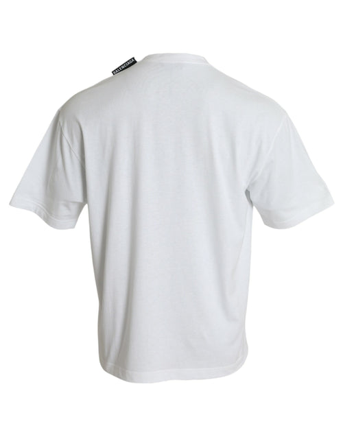 Balenciaga Off White Cotton Jersey Round Neck Men's T-shirt