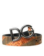 Dolce & Gabbana Patchwork Python Leather Logo Buckle Belt Men's Men