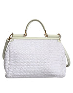 Dolce & Gabbana White Rafia Leather SICILY Crossbody Women's Bag (Pre-Owned)