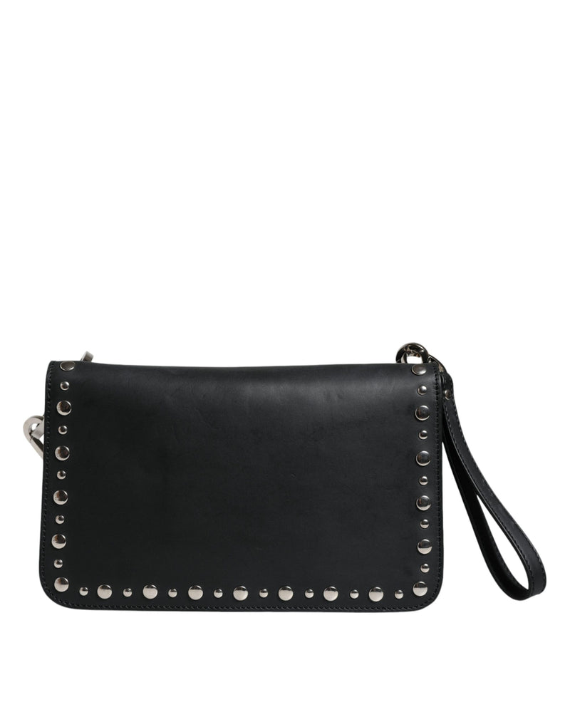 Dolce & Gabbana Black Small Leather Studded Shoulder Crossbody Women's Bag (Pre-Owned)