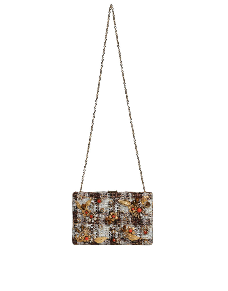 Dolce & Gabbana Multicolor Tweed Floral Clutch Crossbody Women's Bag (Pre-Owned)