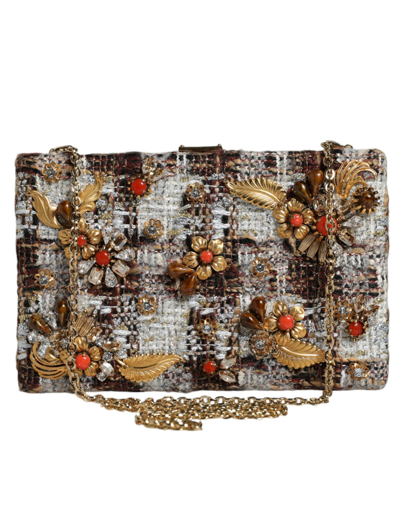 Dolce & Gabbana Multicolor Tweed Floral Clutch Crossbody Women's Bag (Pre-Owned)