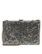 Dolce & Gabbana Silver Sequined Clutch Evening Crossbody Women's Bag (Pre-Owned)