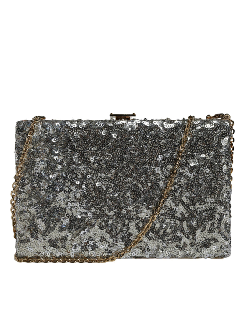 Dolce & Gabbana Silver Sequined Clutch Evening Crossbody Women's Bag (Pre-Owned)