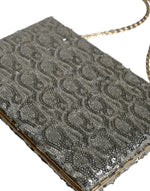 Dolce & Gabbana Silver Sequined Clutch Evening Crossbody Women's Bag (Pre-Owned)