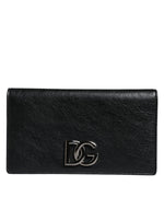 Dolce & Gabbana Black Leather DG Logo Bifold Card Slot Crossbody Women's Bag (Pre-Owned)