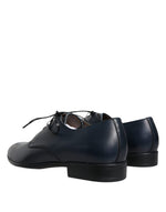 Dolce & Gabbana Navy Blue Leather Derby Dress Formal Men's Shoes