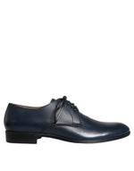 Dolce & Gabbana Navy Blue Leather Derby Dress Formal Men's Shoes