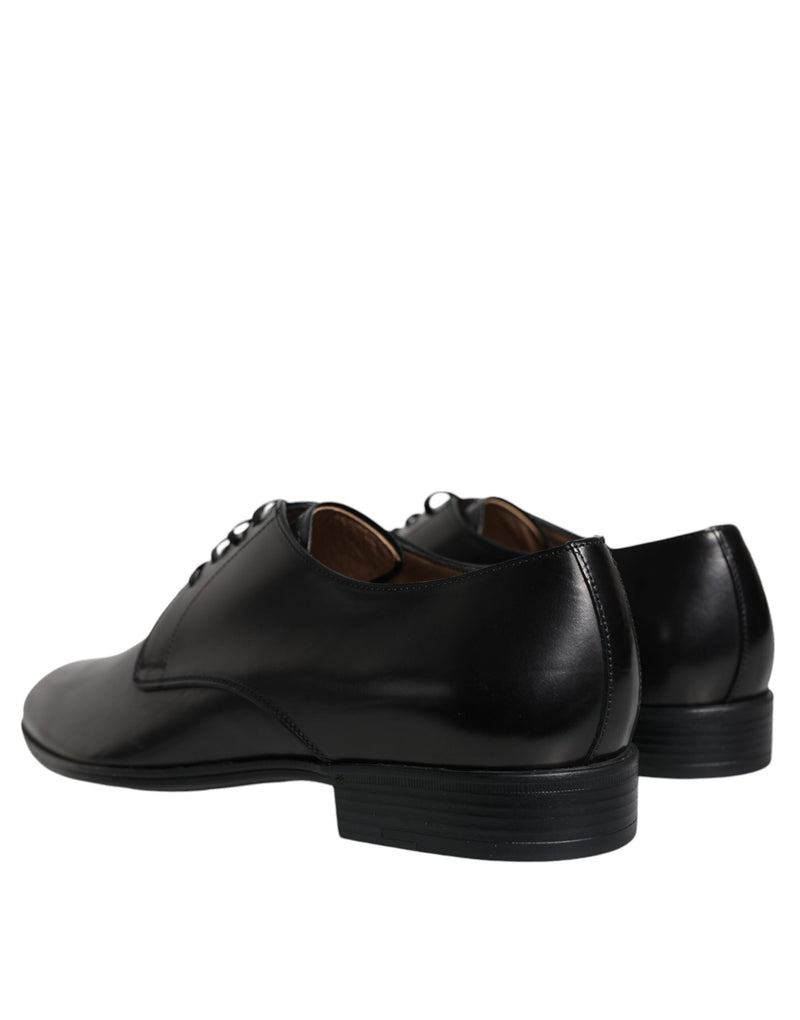 Dolce & Gabbana Black Leather Derby Formal Dress Men's Shoes