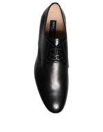 Dolce & Gabbana Black Leather Derby Formal Dress Men's Shoes