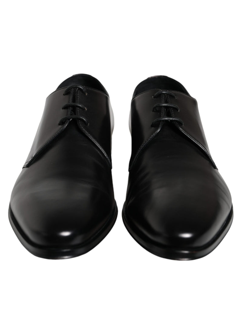 Dolce & Gabbana Black Calfskin Leather Derby Men Dress Men's Shoes