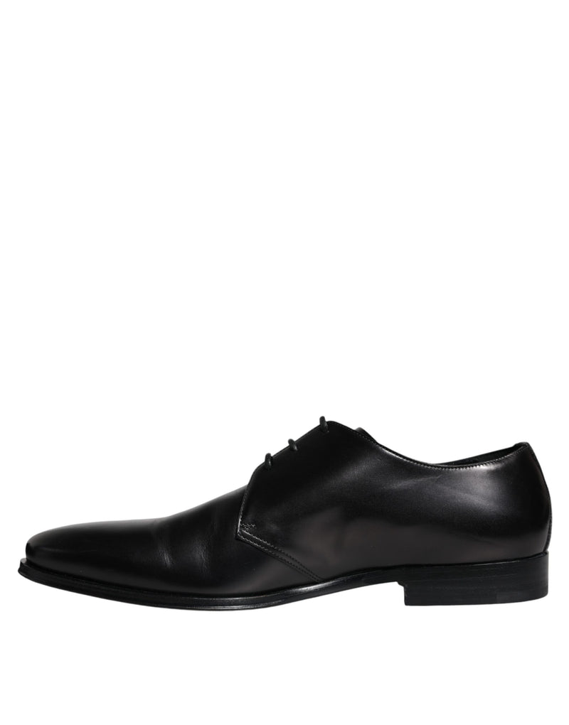 Dolce & Gabbana Black Calfskin Leather Derby Men Dress Men's Shoes