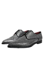 Dolce & Gabbana Silver Polyurethane Derby Formal Dress Men's Shoes