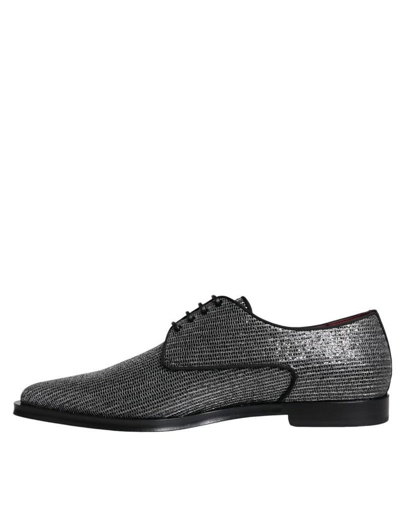 Dolce & Gabbana Silver Polyurethane Derby Formal Dress Men's Shoes