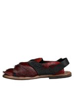 Dolce & Gabbana Black Red Gazelle Hair Leather Sandals Men's Shoes