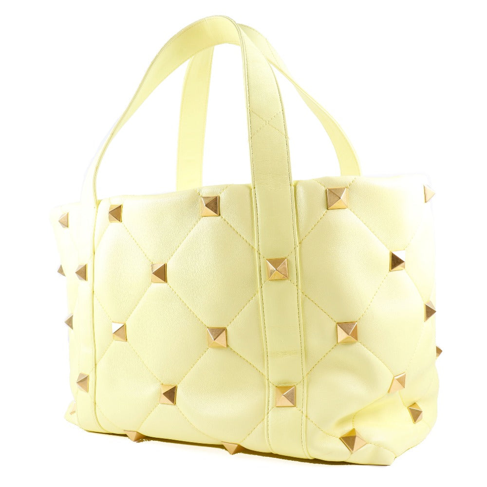 Valentino Garavani Roman Stud Yellow Leather Tote Bag (Pre-Owned)