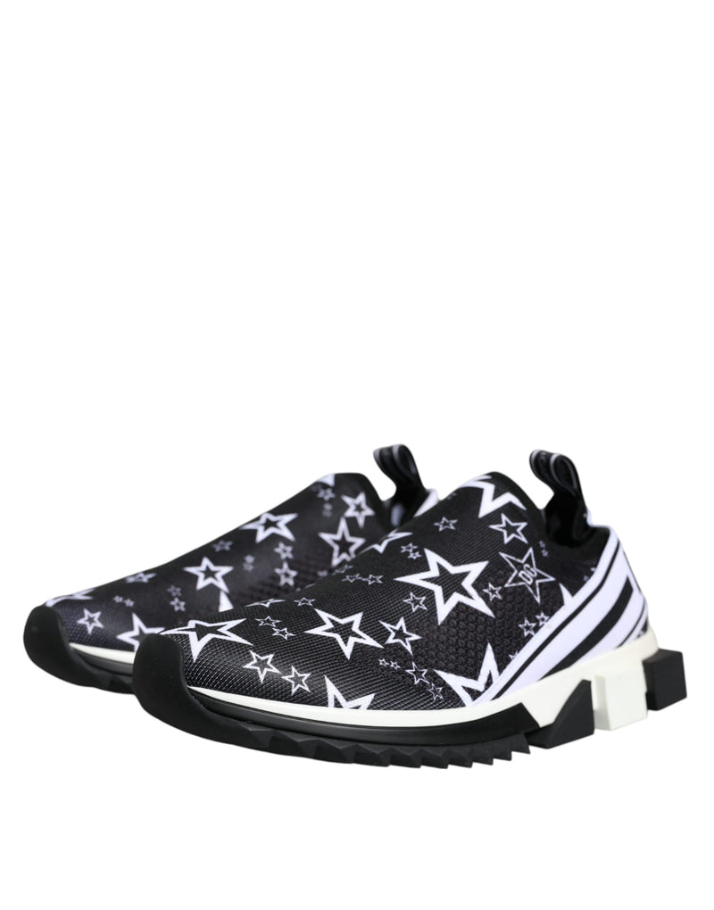 Dolce & Gabbana Black White Star Print Sorrento Sneakers Men's Shoes