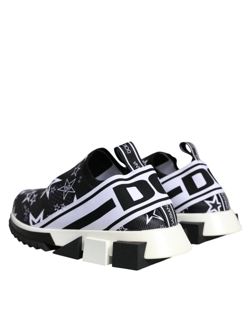 Dolce & Gabbana Black White Star Print Sorrento Sneakers Men's Shoes