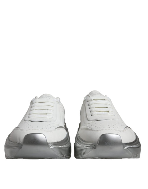 Dolce & Gabbana White Silver Daymaster Low Top Sneakers Men's Shoes