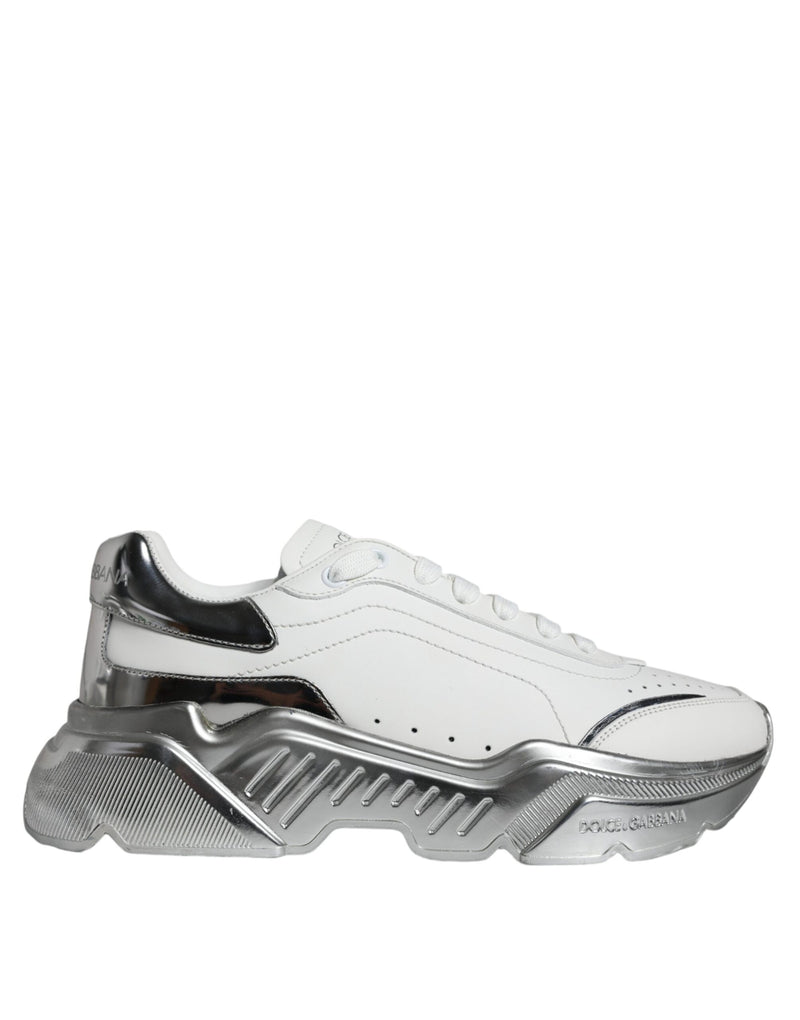 Dolce & Gabbana White Silver Daymaster Low Top Sneakers Men's Shoes