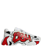 Dolce & Gabbana White Daymaster Hand Painted Sneakers Men's Shoes