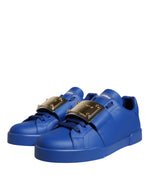 Dolce & Gabbana Blue Leather Low Top Portofino Sneakers Men's Shoes (Pre-Owned)