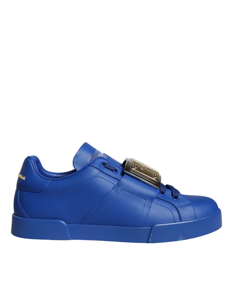 Dolce & Gabbana Blue Leather Low Top Portofino Sneakers Men's Shoes (Pre-Owned)