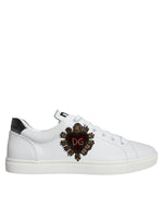 Dolce & Gabbana White Leather Heart Low Top Casual Sneakers Men's Shoes (Pre-Owned)