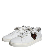 Dolce & Gabbana White Leather Heart Low Top Casual Sneakers Men's Shoes (Pre-Owned)