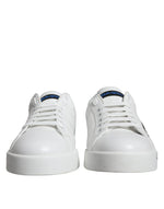 Dolce & Gabbana White Blue Leather Logo Low Top Sneakers Men's Shoes (Pre-Owned)