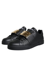 Dolce & Gabbana Black Leather Low Top Portofino Sneakers Men's Shoes (Pre-Owned)