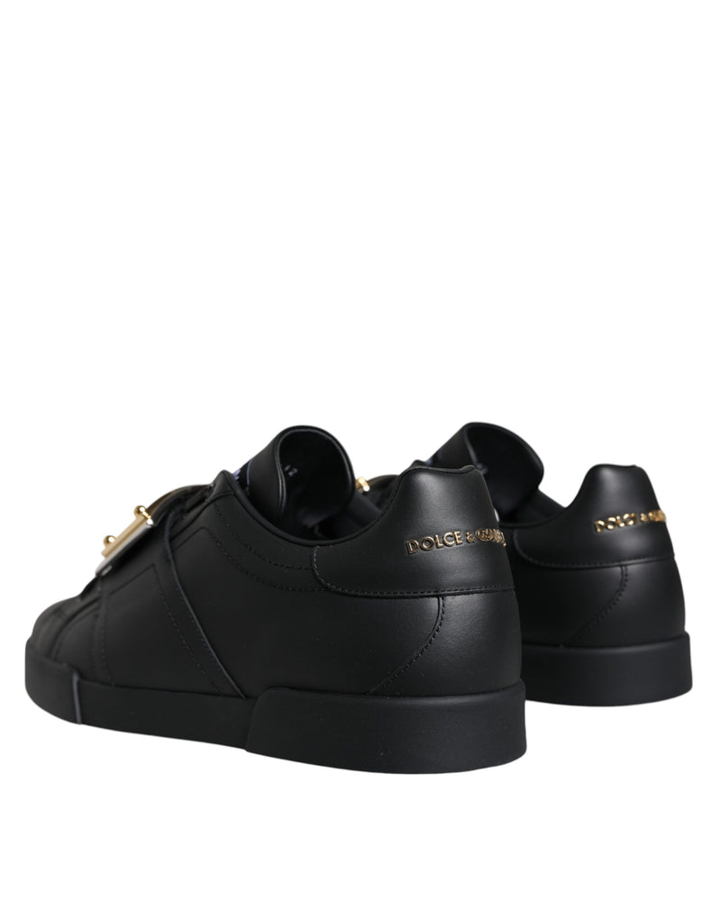 Dolce & Gabbana Black Leather Low Top Portofino Sneakers Men's Shoes (Pre-Owned)