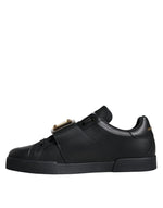 Dolce & Gabbana Black Leather Low Top Portofino Sneakers Men's Shoes (Pre-Owned)