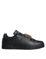 Dolce & Gabbana Black Leather Low Top Portofino Sneakers Men's Shoes (Pre-Owned)