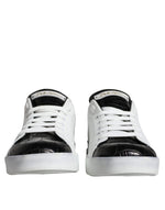 Dolce & Gabbana Black Leather Logo Portofino Sneaker Men's Shoes (Pre-Owned)