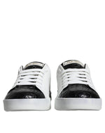 Dolce & Gabbana Black Leather Logo Portofino Sneaker Men's Shoes (Pre-Owned)