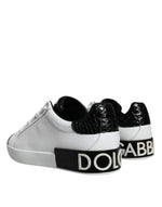 Dolce & Gabbana Black Leather Logo Portofino Sneaker Men's Shoes (Pre-Owned)