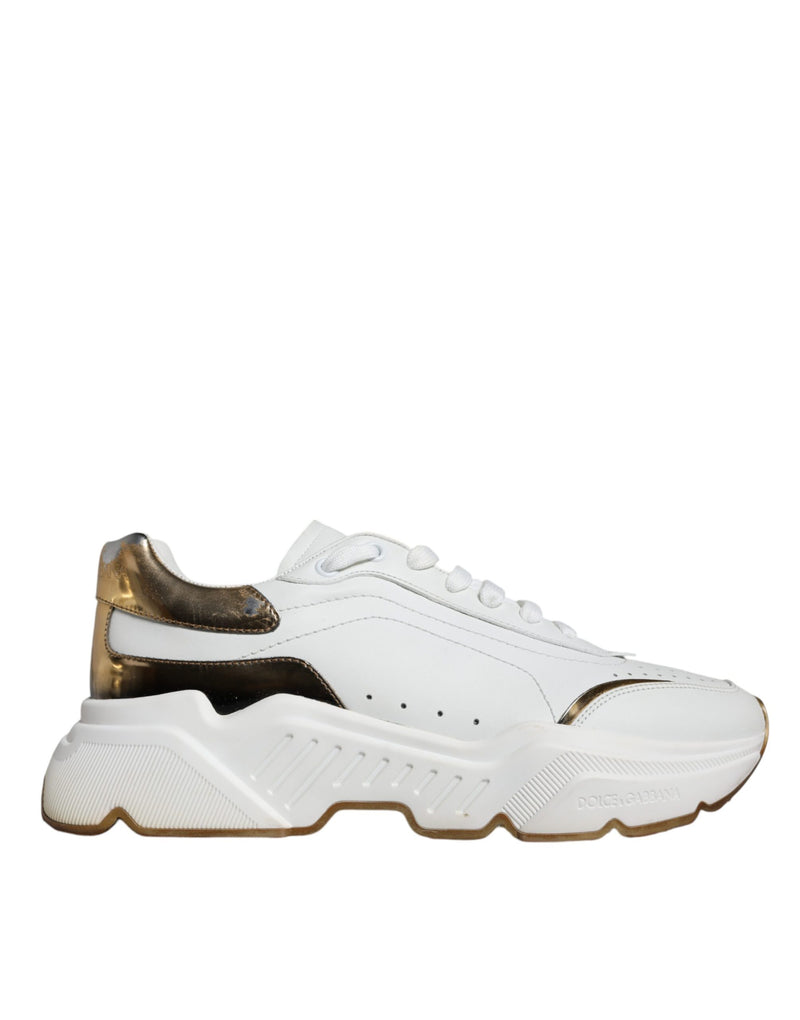 Dolce & Gabbana White Gold DAYMASTER Leather Sneakers Men's Shoes (Pre-Owned)