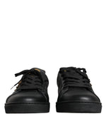 Dolce & Gabbana Black Leather Heart Low Top Casual Sneaker Men's Shoes (Pre-Owned)