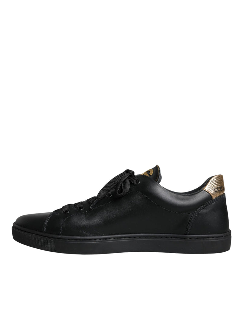 Dolce & Gabbana Black Leather Heart Low Top Casual Sneaker Men's Shoes (Pre-Owned)