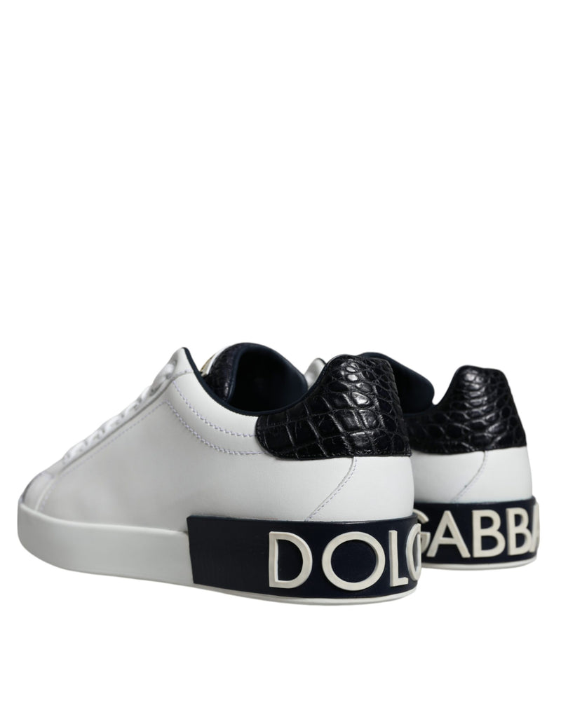 Dolce & Gabbana White Leather Logo Portofino Sneaker Men's Shoes (Pre-Owned)